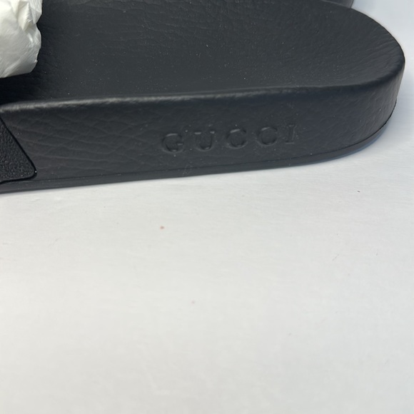 New 💯Authentic GUCCI WEB RUBBER SLIDE IN BLACK/Blue / Red &White Sandals - Picture 5 of 11